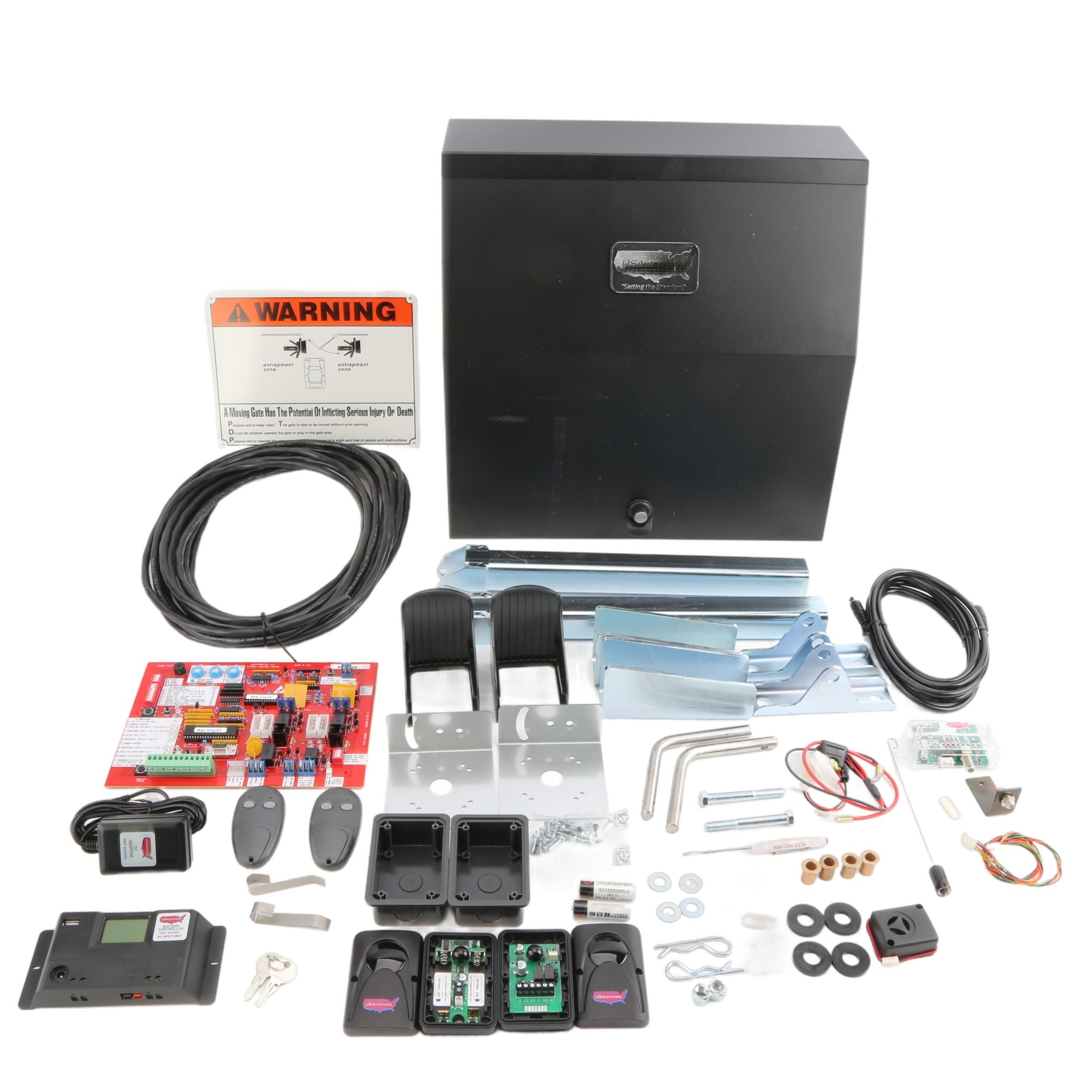 Patriot II AC Charged Dual Swing Gate Operator with Photo Eye, Receiver