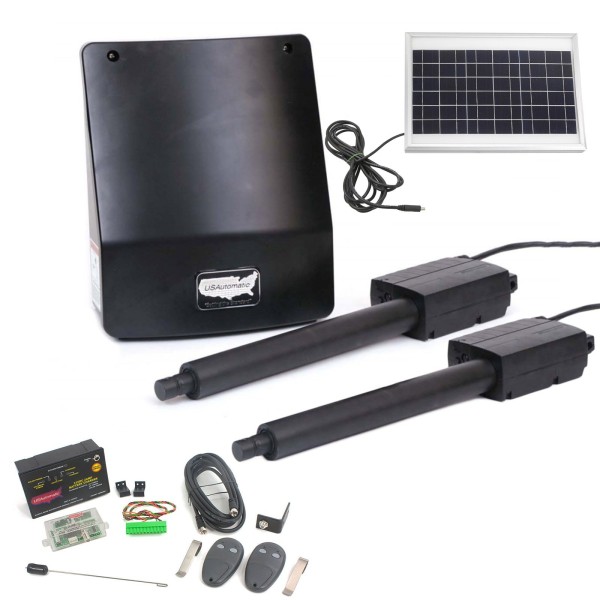 Ranger II 500S Solar Dual Swing Gate Operator with Photo Eye, LCR Receiver & 2 Transmitters - USAutomatic 020513