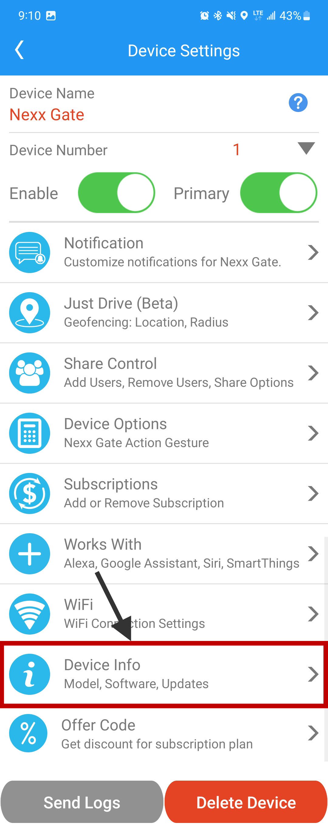 Select Device Info
