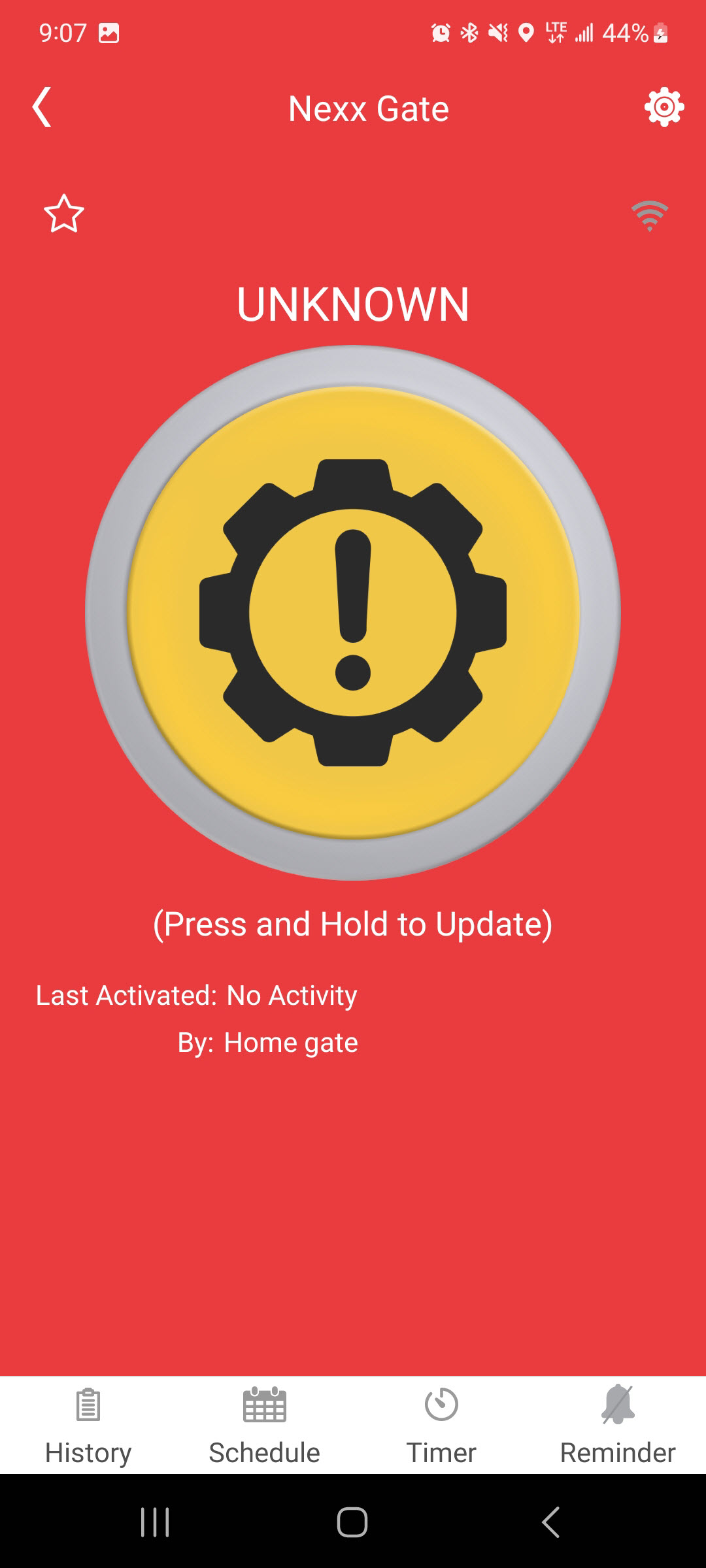 App shows Unknown until gate is cycled